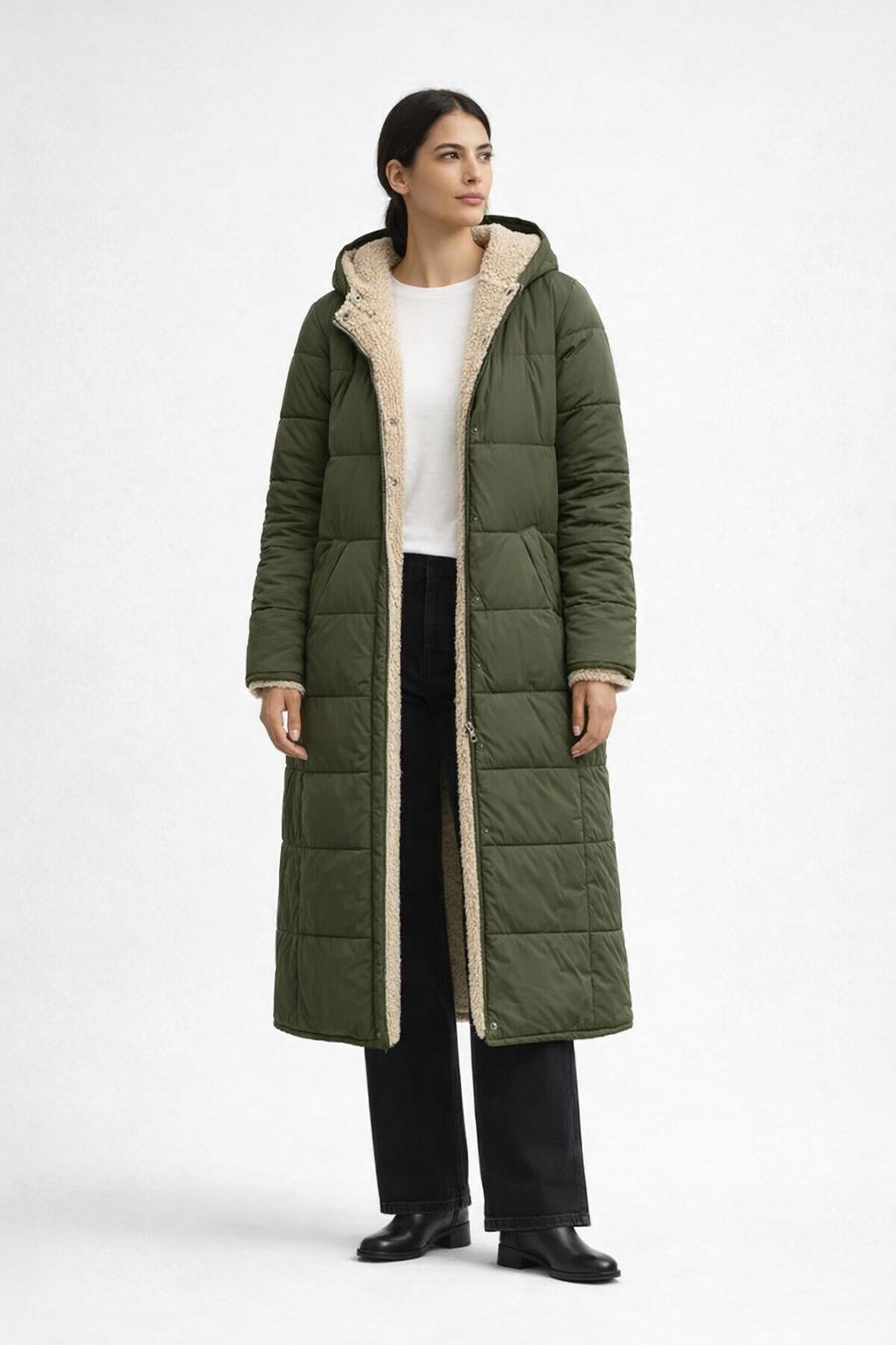 Sofia | Women's Reversible Long Fleece Lined Coat