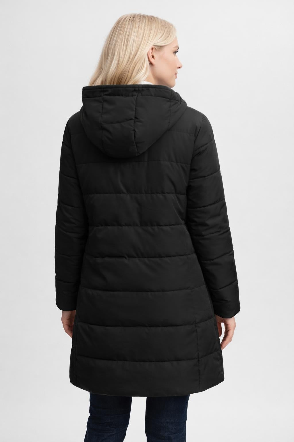 Isabella | Women's Long Puffer Jacket, Drawstring Waist