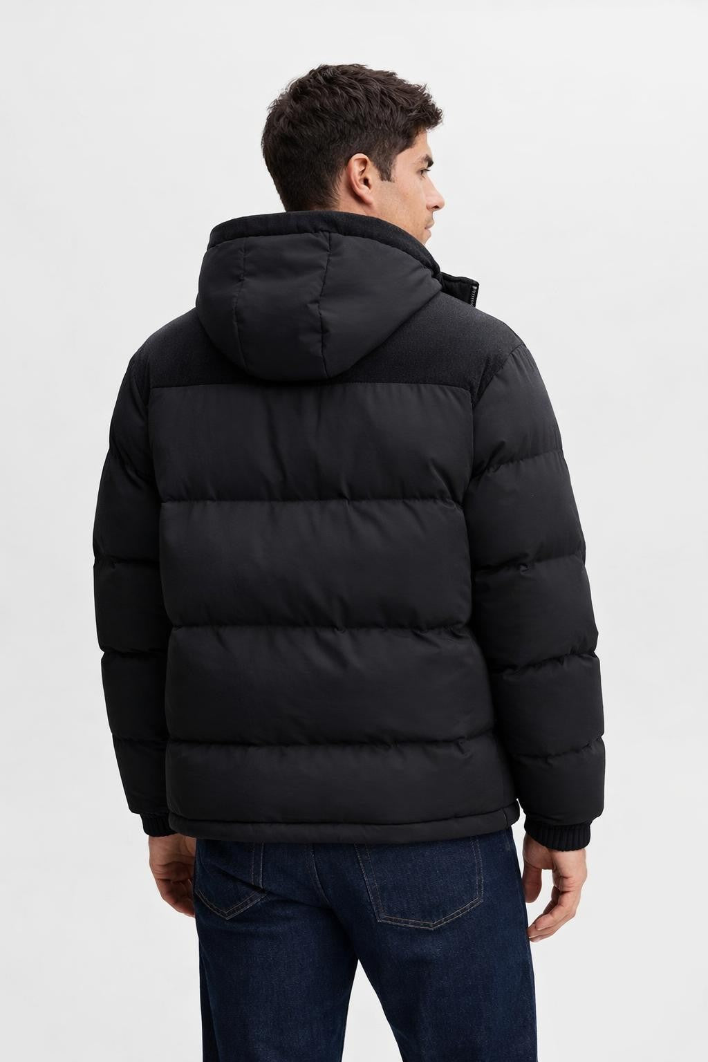 Thomas | Men's Hooded Quilted Puffer Jacket, Mid Length