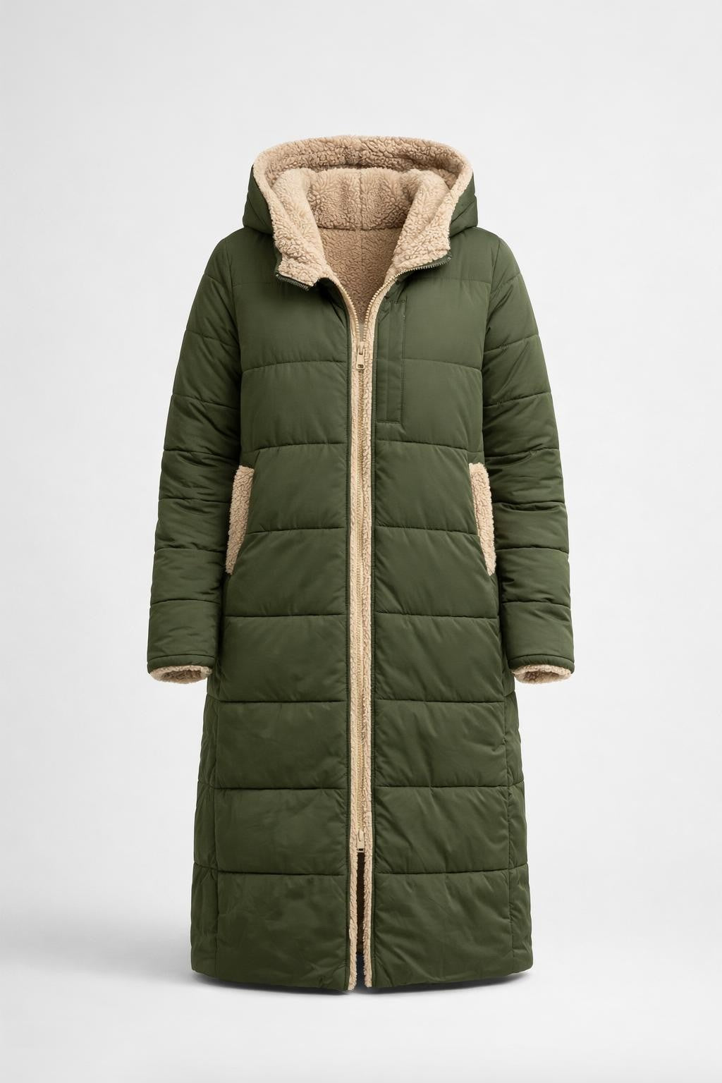 Sofia | Women's Reversible Long Fleece Lined Coat