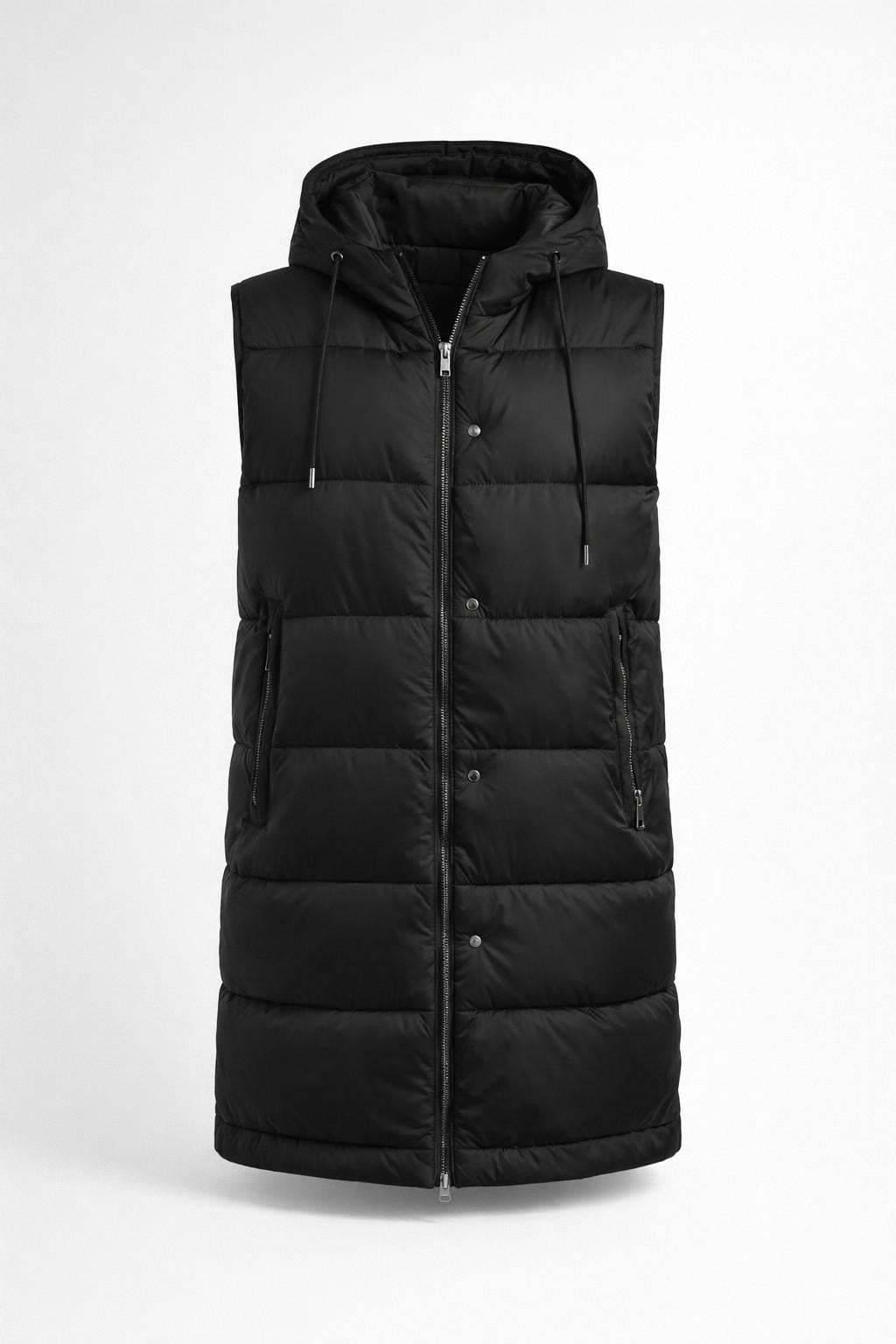 Mia | Women's Long Puffer Vest with Drawstring Waist