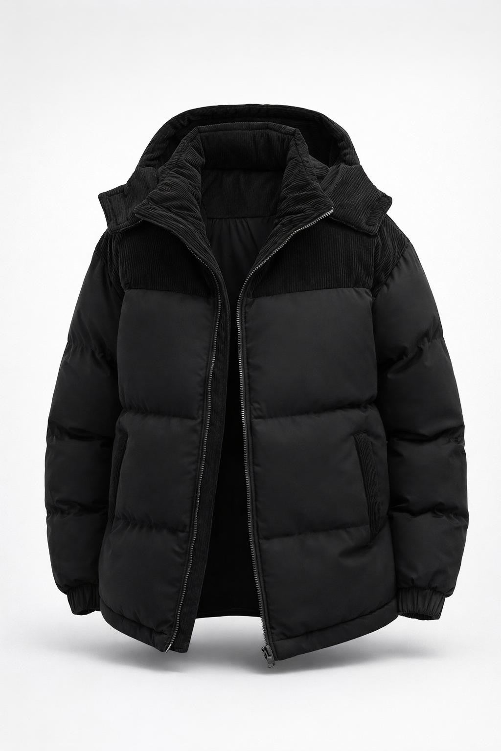 John | Men's Colorblock Puffer Jacket, Detachable Hood