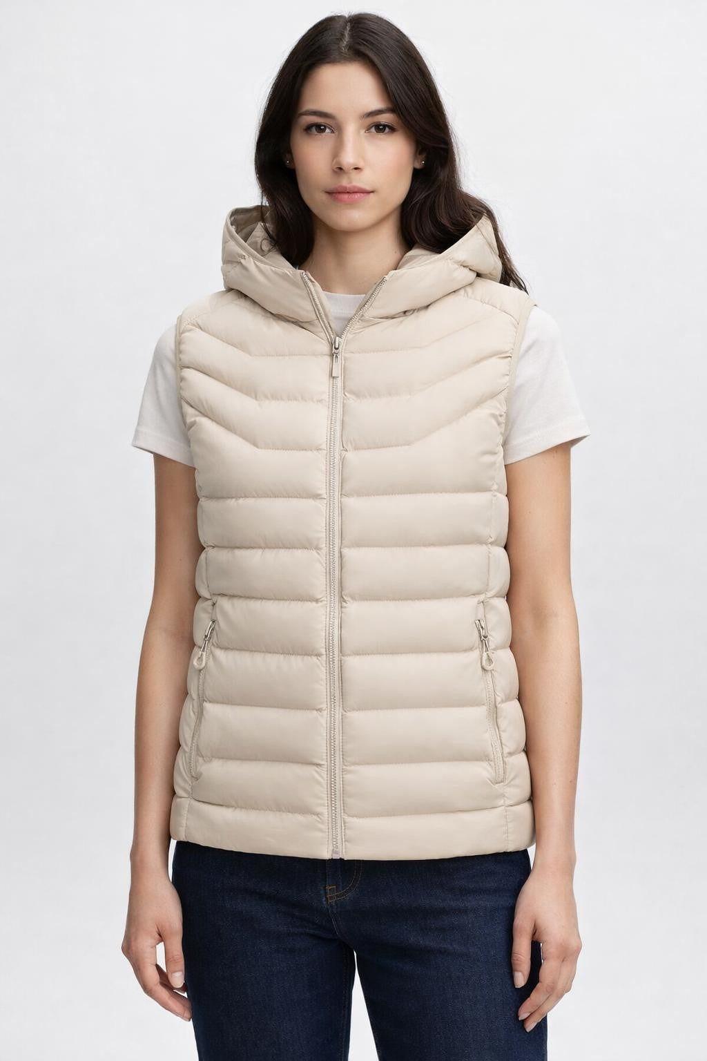 Fleece-Lined Casual Vest for Outdoors - Apricot