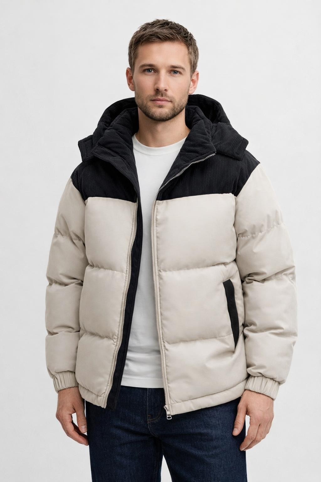 Men's Thick Windproof Winter Jacket - Beige
