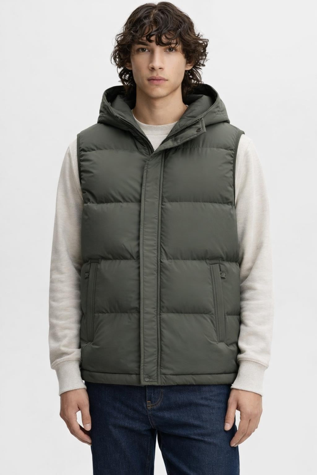 Quilted Insulated Outdoor Vest - Beige