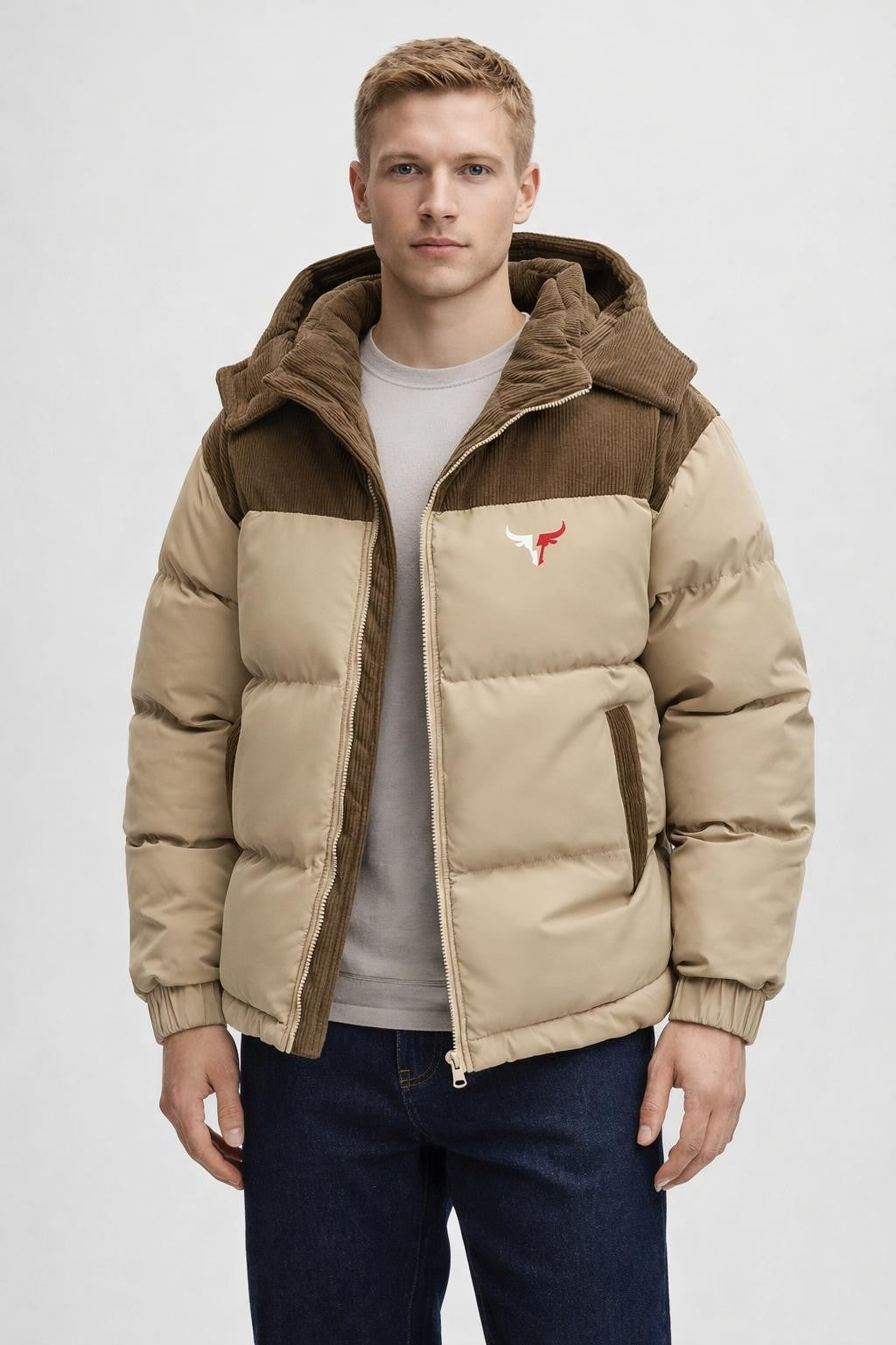 Men's Thick Winter Jacket Classic Style - Beige