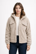 Reversible Teddy Fleece Casual Jacket - Beige