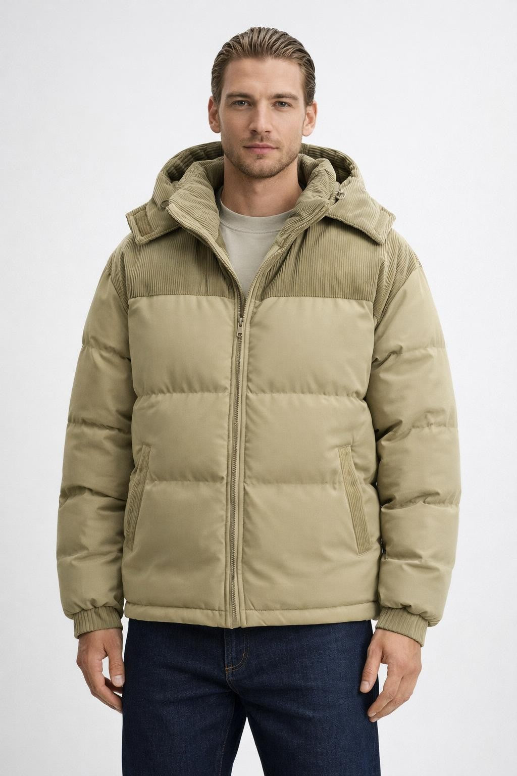 Plus Size Thickened Casual Jacket - Beige