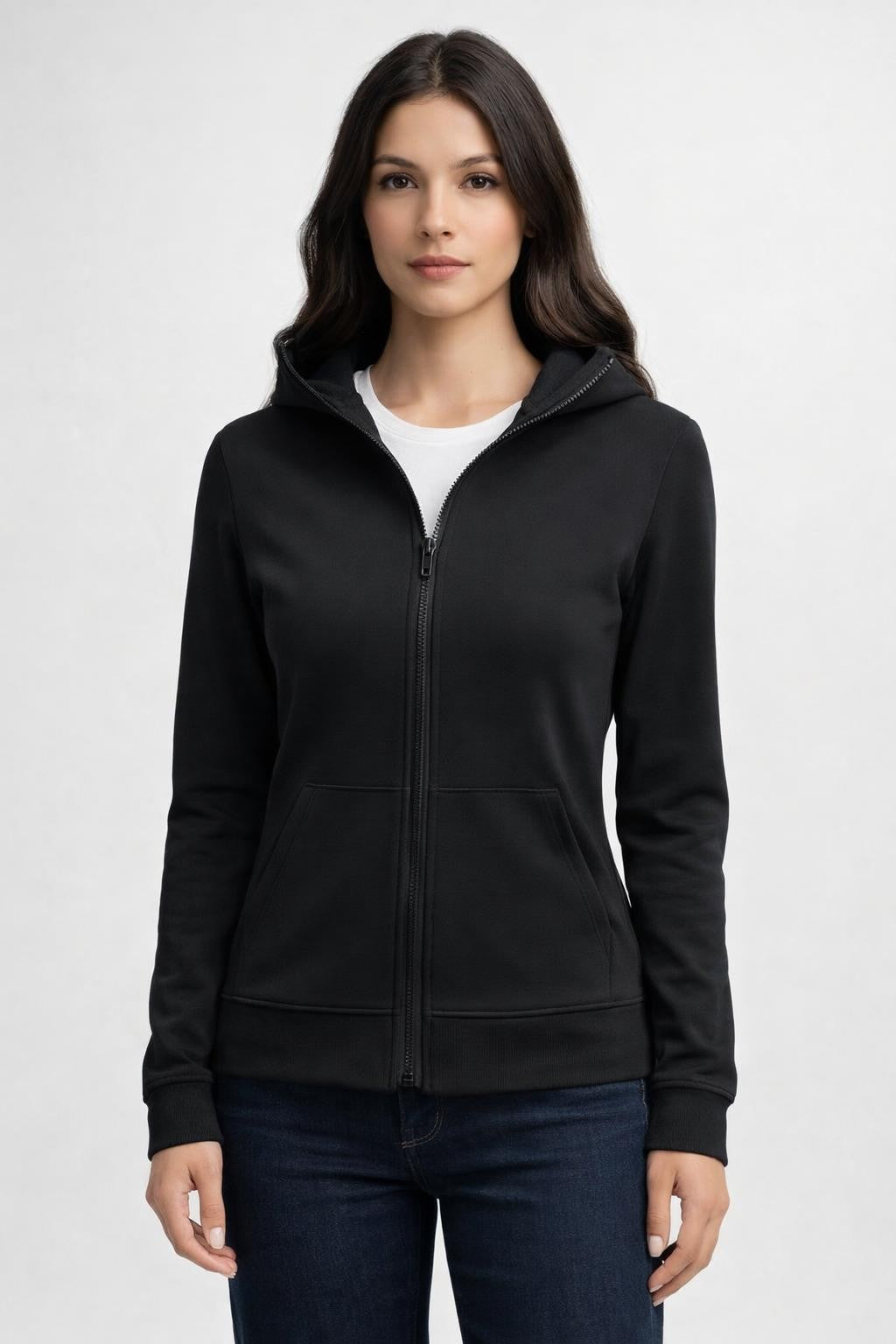 Fleece-Lined Bodycon Winter Jacket - Black