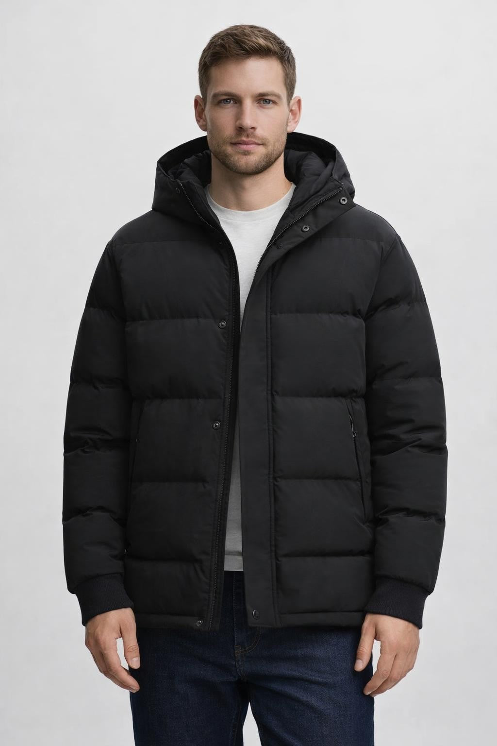 Men's Padded Winter Jacket - Black
