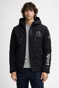 Men's Outdoor Climbing Jacket with Print - Black