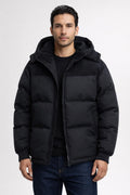 Thick Contrast Zip-Up Jacket - Black