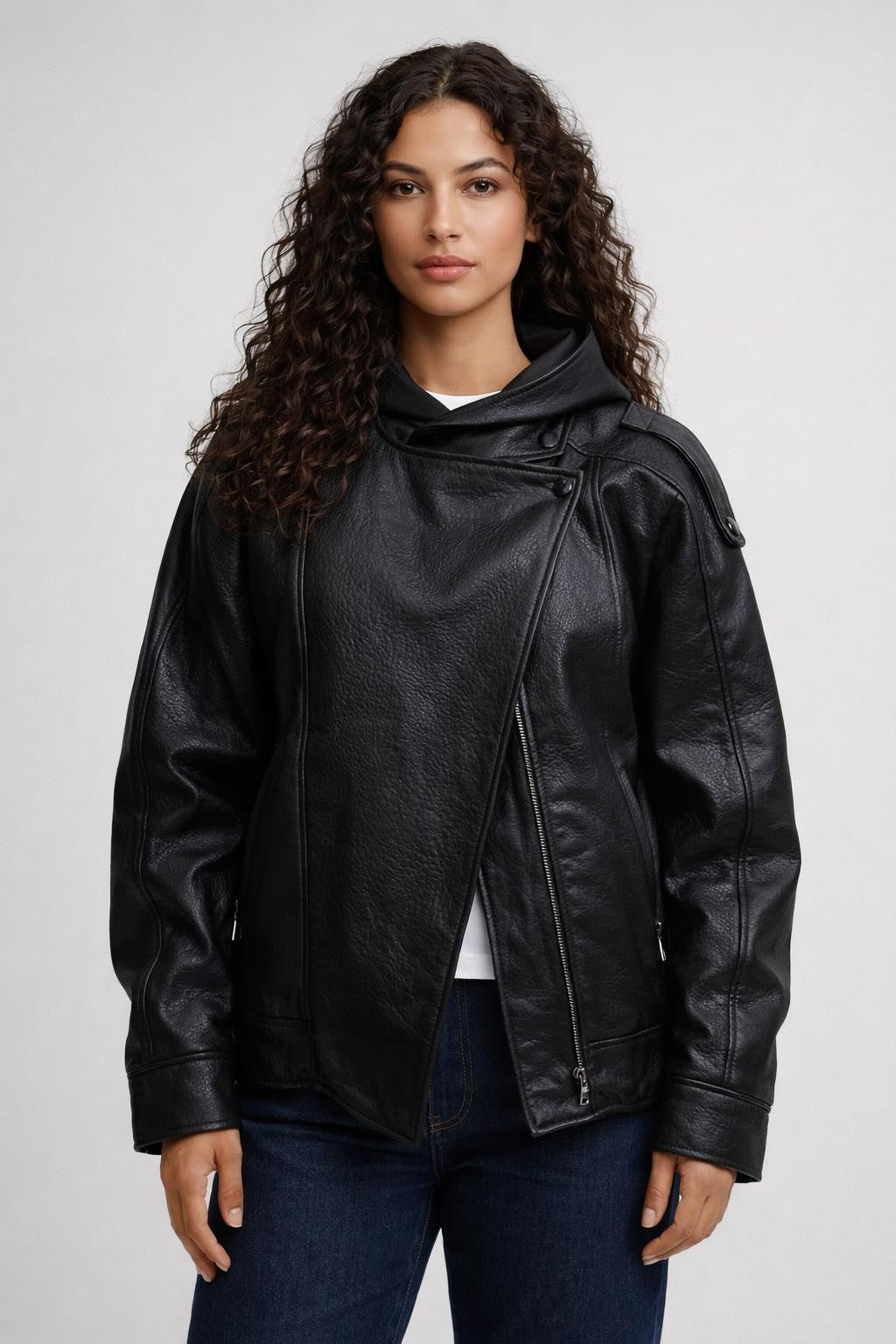 Casual Zip-Up Stand Collar Jacket - Black