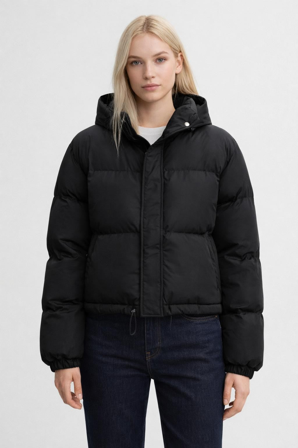 Women's Sleek Black Winter Jacket - Black
