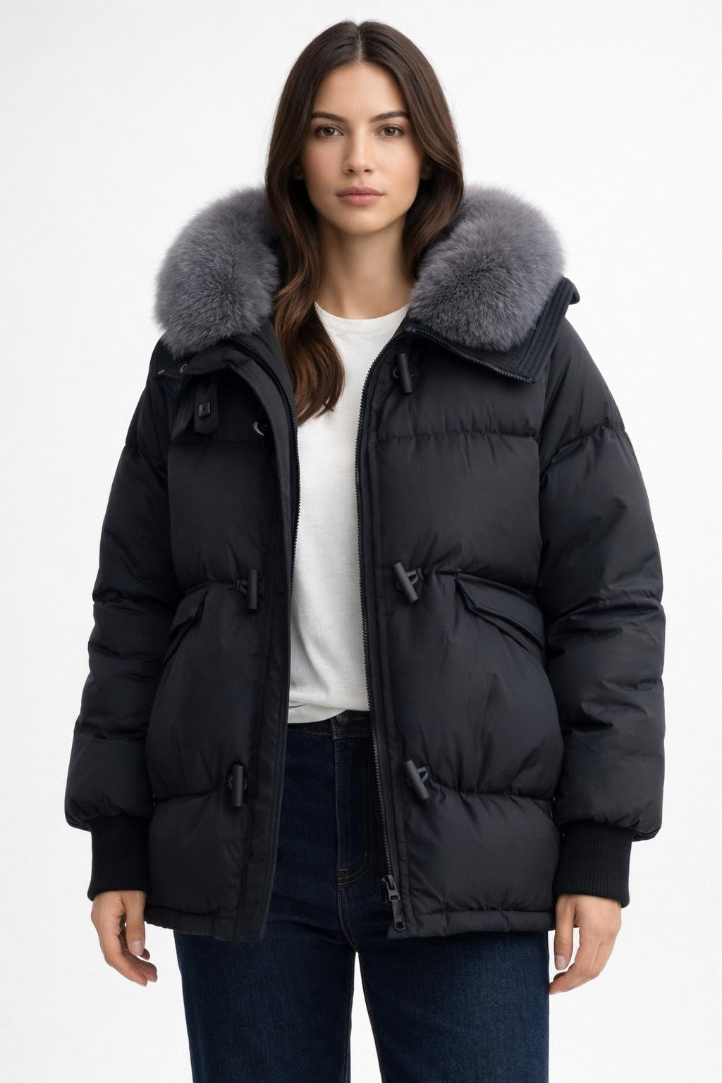 Thick Loose-Fit Winter Jacket - Black