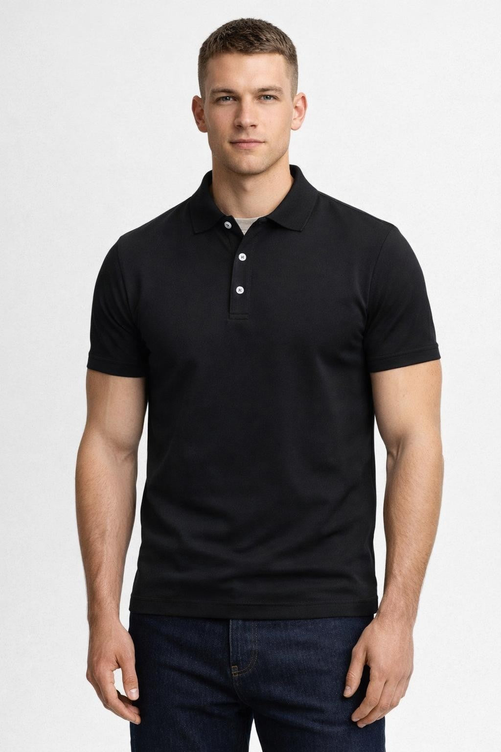 Classic Short-Sleeve Polo Shirt - Black