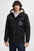 Padded Winter Jacket with Hood - Black