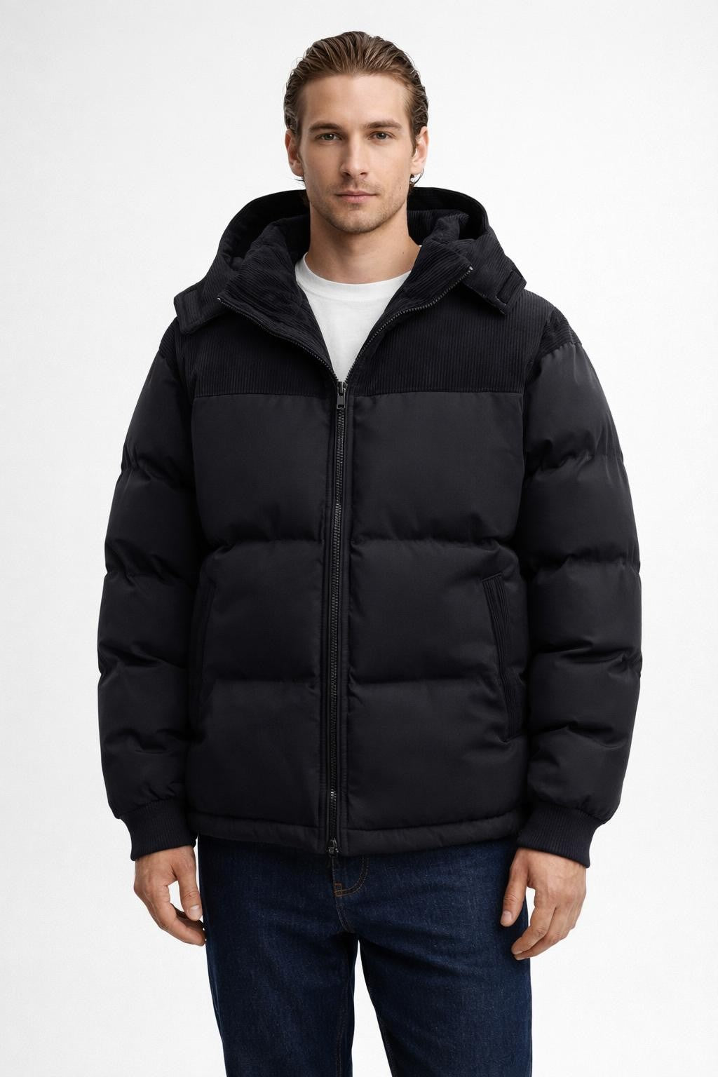 Plus Size Thickened Casual Jacket - Black