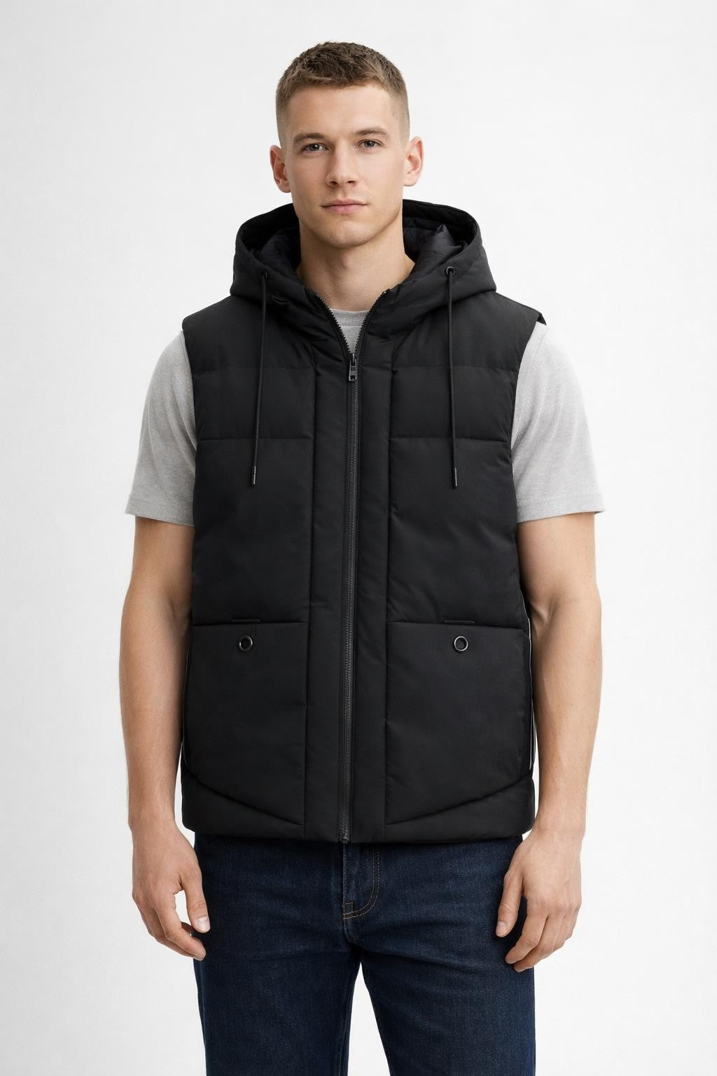 Men's Insulated Zip-Up Vest - Black