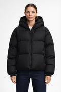 Puffer Jacket with Hooded Design - Black