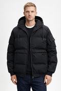 Sleeveless Casual Jacket with Detachable Hood - Black