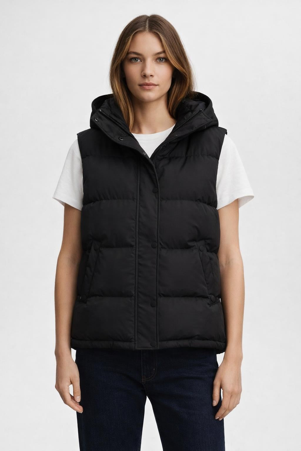 Lightweight Puffer Vest with Sleek Design - Black