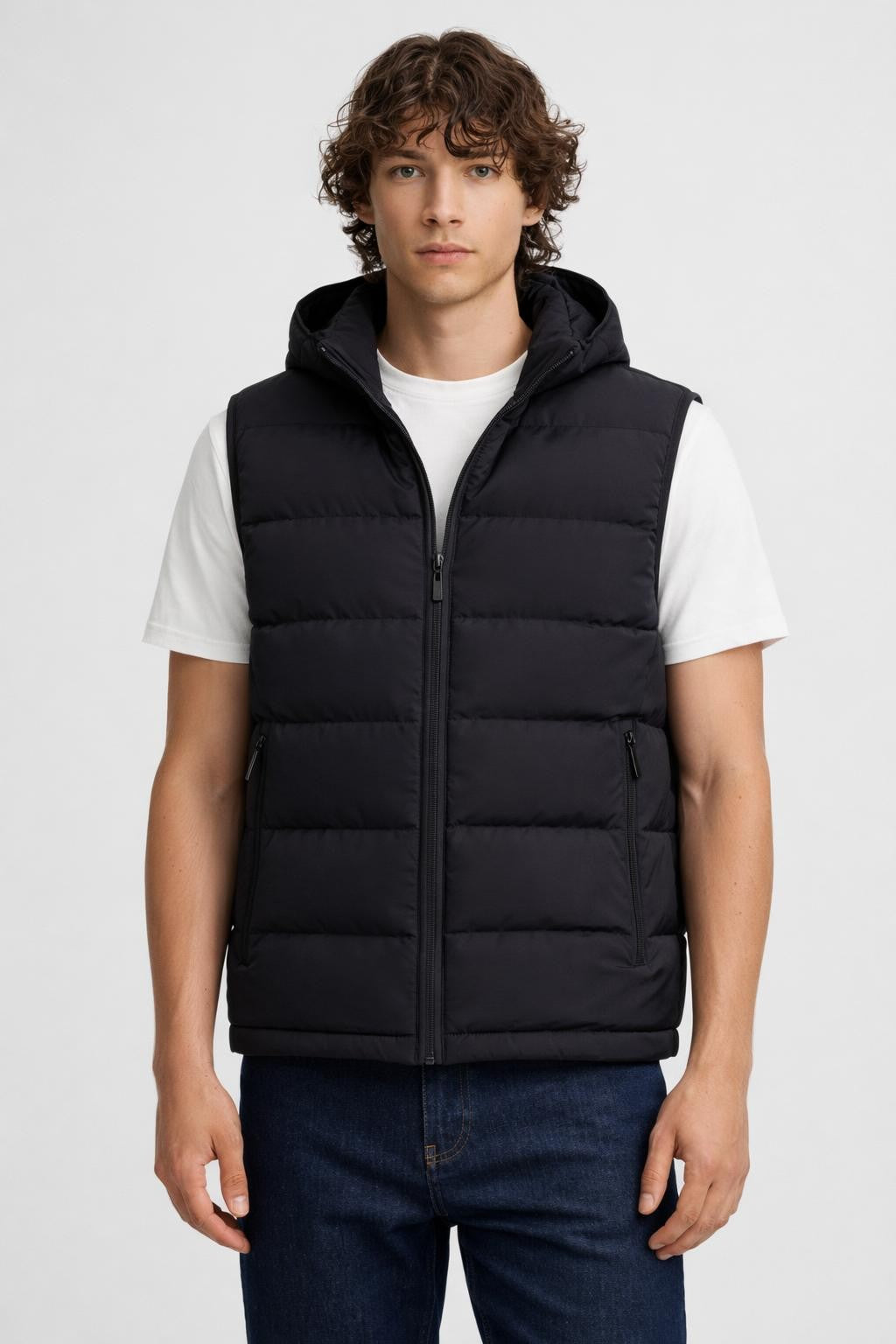 Men's Thickened Stand Collar Vest - Black
