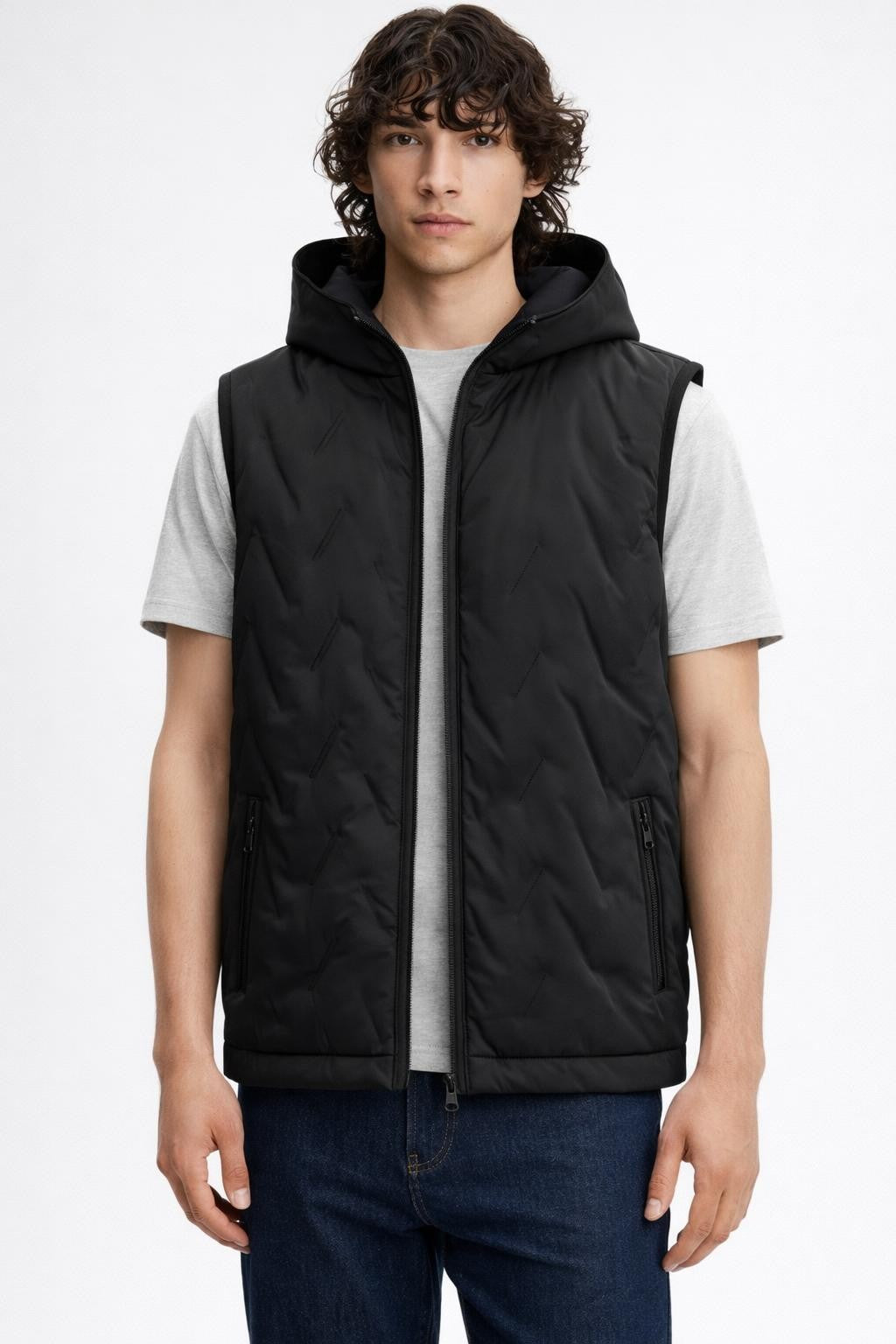 Men's Fleece-Lined Sleeveless Vest - Black
