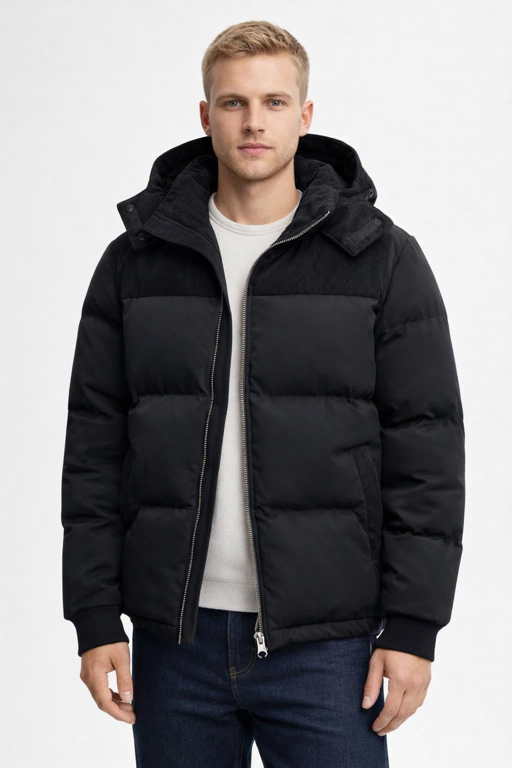 Men's Thick Corduroy Windproof Jacket - Black