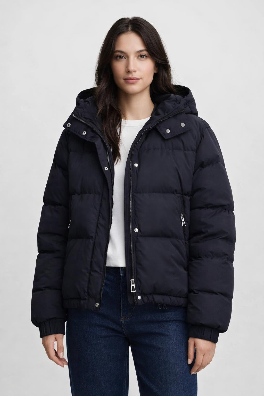 Casual Black Hooded Jacket - Black