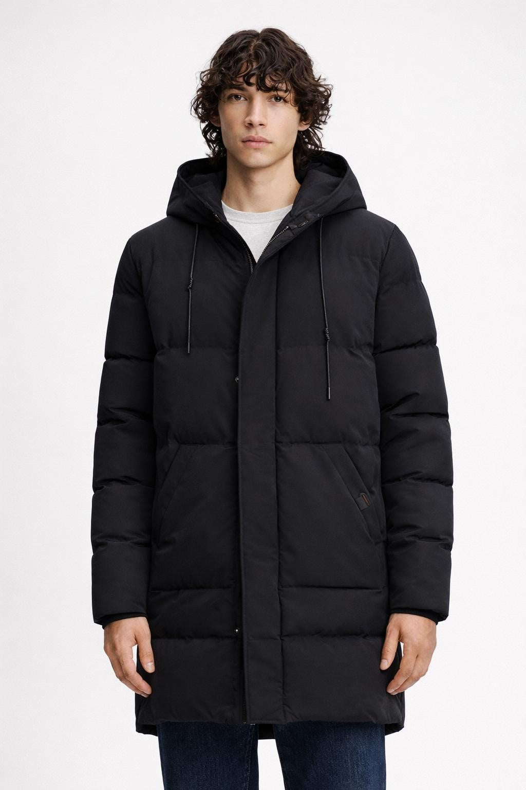 Men's Mid-Length Casual Zip Jacket - Black