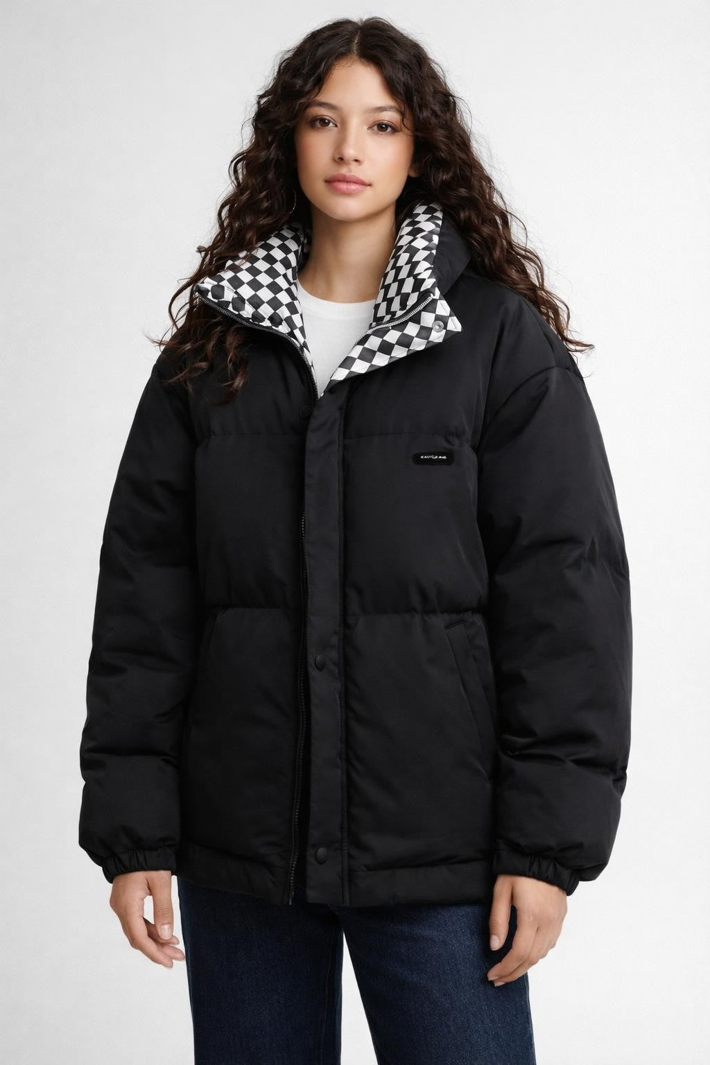 Black Thickened Casual Zip Jacket - Black