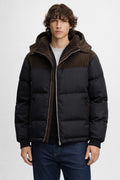 Plus Size Colorblock Winter Jacket - Black