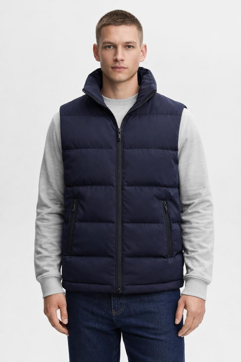 Men's Stand Collar Winter Vest - Black