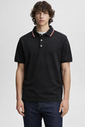 Minimalist Draped Short Sleeve Polo - Black