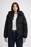 Versatile Puffer Jacket for Petite Women - Black