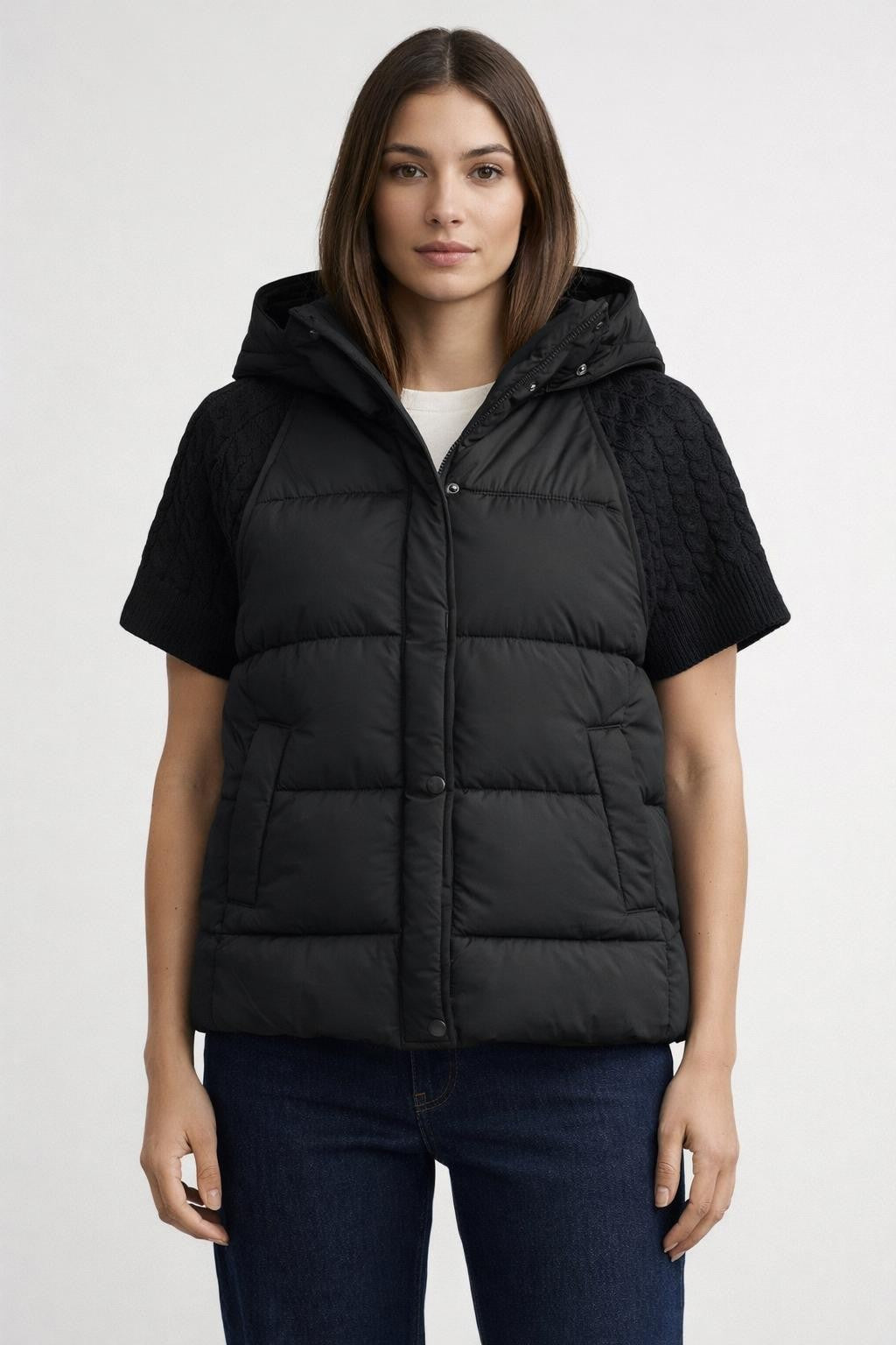 Padded Sleeveless Vest Windproof Style - Black
