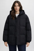 Insulated Black Puffer Jacket - Black