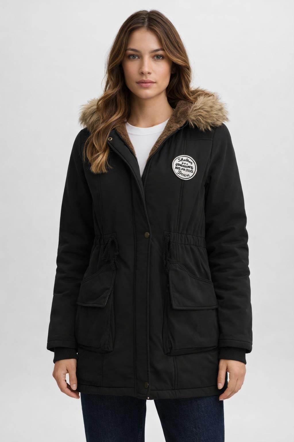 Long Winter Parka with Pockets - Black