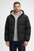 Men's Black Zip-Up Casual Jacket - Black
