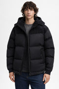 Men's Color Block Winter Jacket - Black