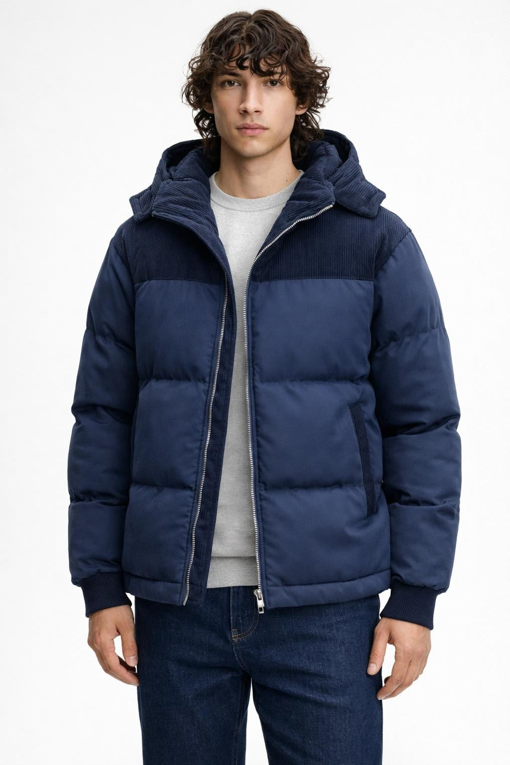 Men's Thick Corduroy Winter Jacket - Blue