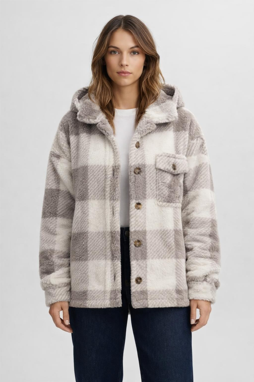 Buffalo Check Faux Fur Coat - Buffalo Check