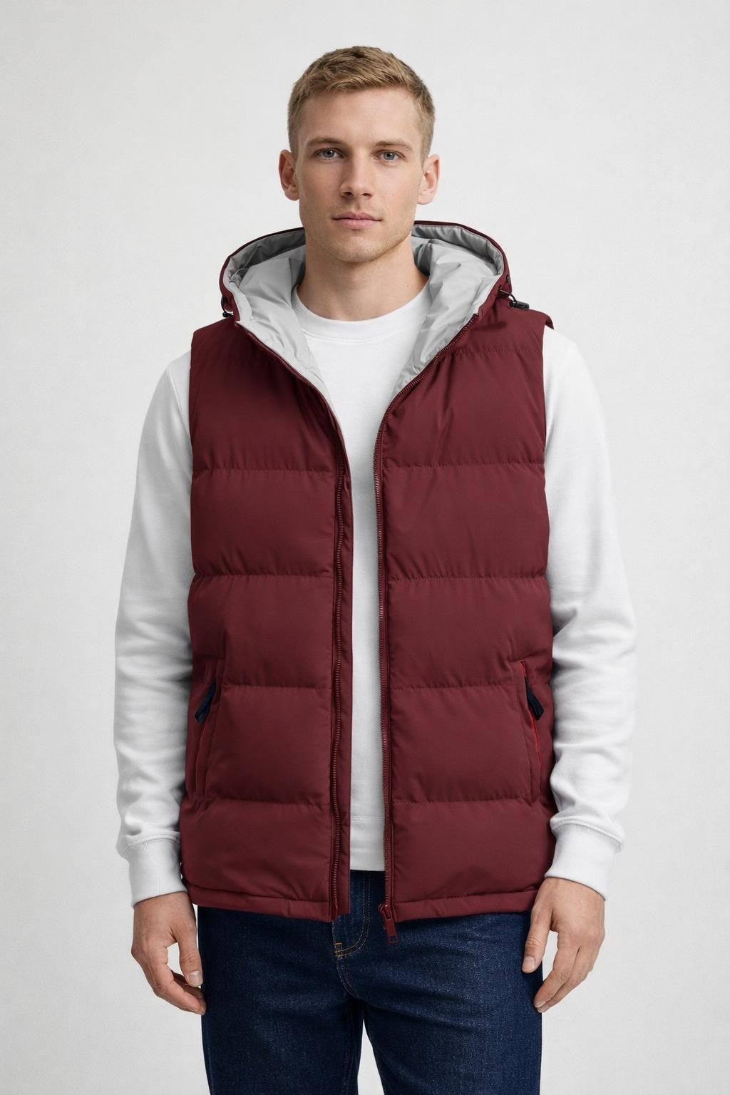 Lightweight Insulated Men's Vest - Burgundy