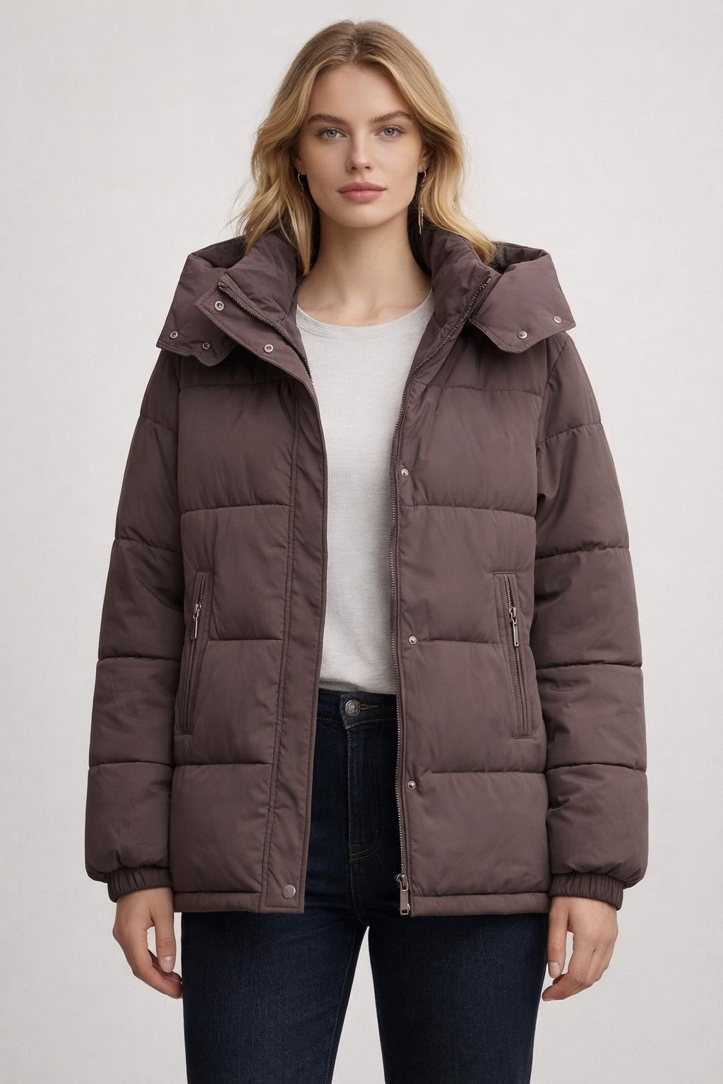 Relaxed Fit Coffee Brown Winter Jacket - Coffee Brown