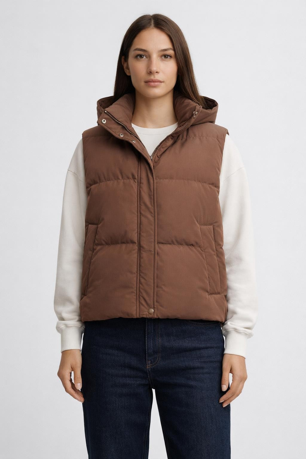 Elegant Black Quilted Vest - Coffee