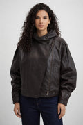 Casual Zip-Up Stand Collar Jacket - Dark Brown