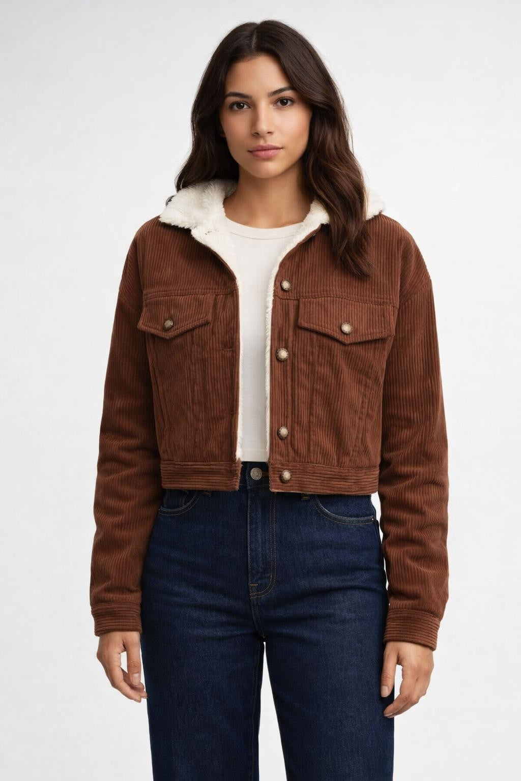Versatile Fleece Collar Winter Jacket - Dark Brown
