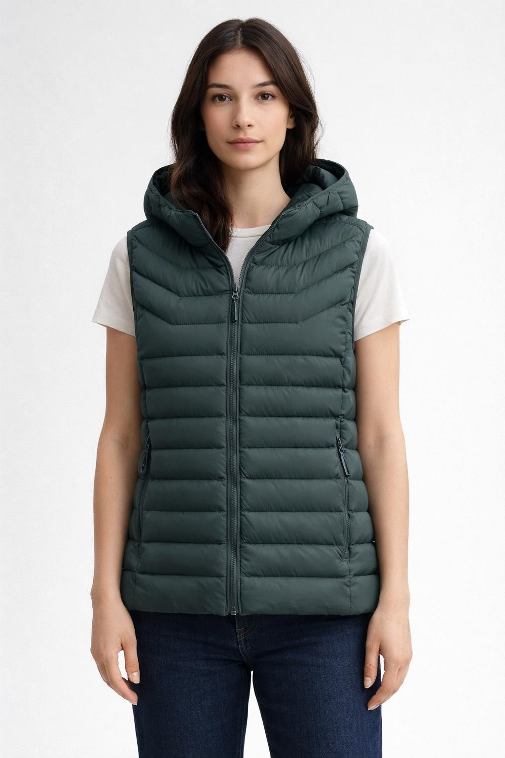 Fleece-Lined Casual Vest for Outdoors - Dark Green
