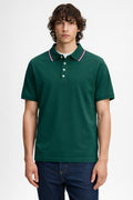 Men's Breathable Colorblock Polo Shirt - Dark Green